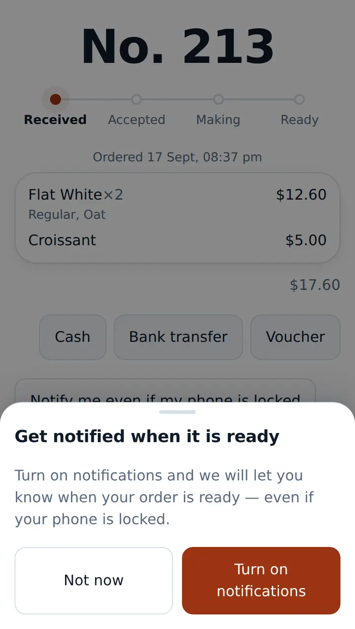 Get notified when it is ready — notification prompt